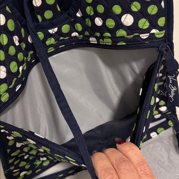 Vera Bradley Hanging Organizer in "Lucky Dots" (Navy & Green Polka Dot) - Picture 4 of 7